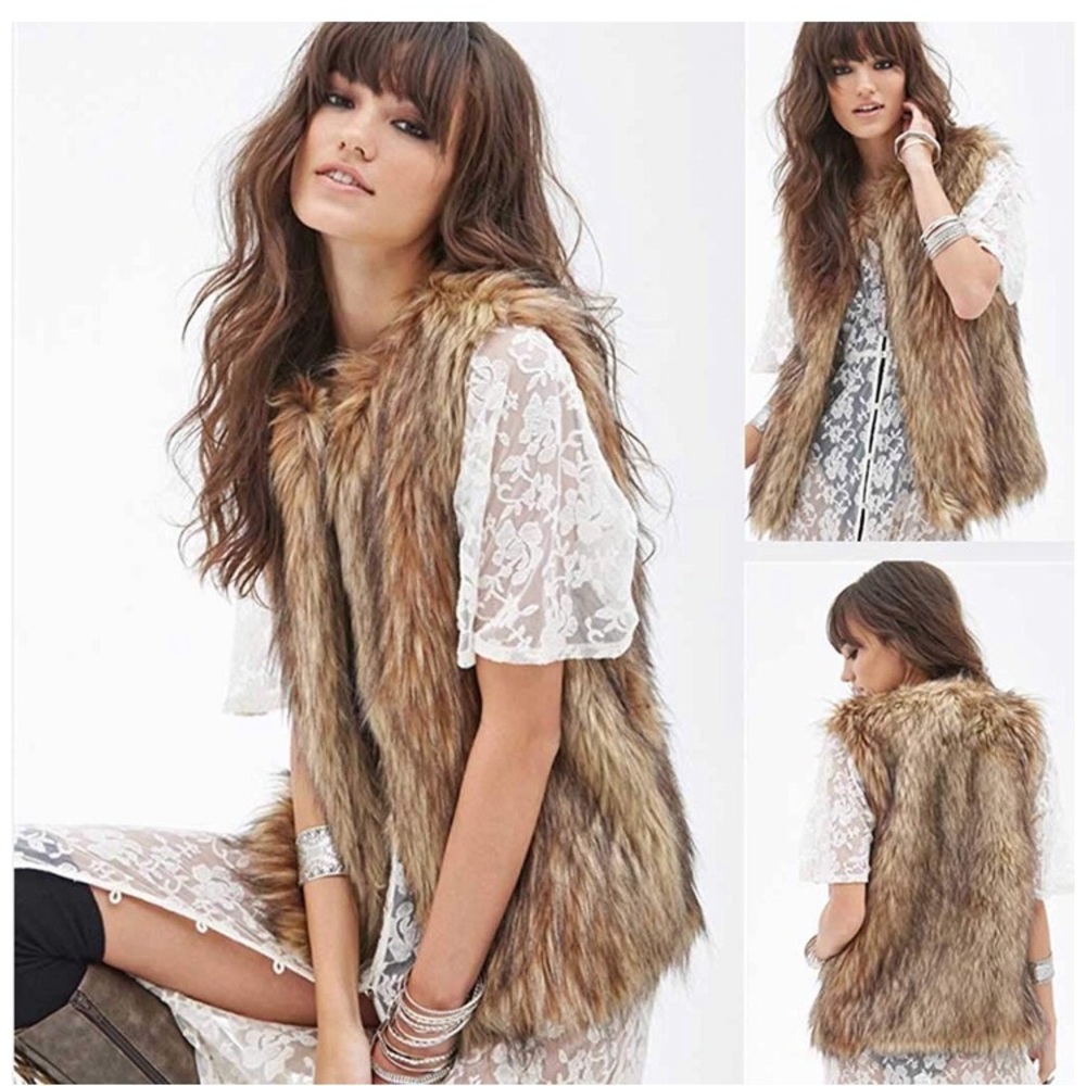 Brown fur vest, new never worn